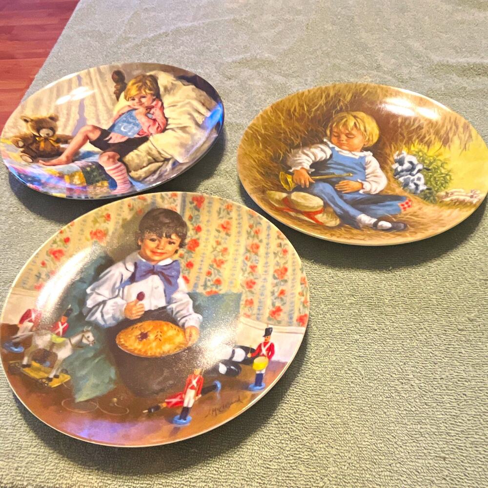 VTG RECO Mother Goose Series Limited Edition Porcelain Plates 8 1/2 in. Lot of 3